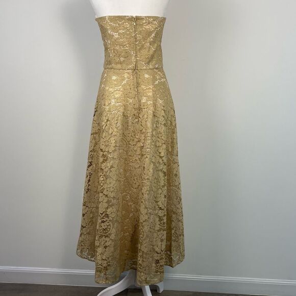 Lilly Pulitzer Aubrianna Strapless Gold Lace Midi Dress Size 8 NEW Event Wedding - Picture 7 of 11